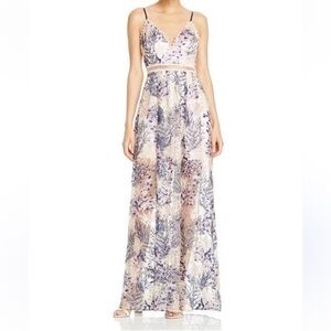 Aqua Blue and Cream Floral Maxi Dress size xs